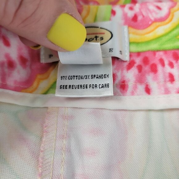 Talbots Crop Pants Womens 10 Vibrant Melon Fruit Print Comfy Stretch High Rise - Picture 7 of 8